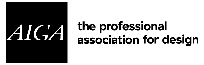 AIGA National logo with the adjacent tagline that says "the professional association for design"
